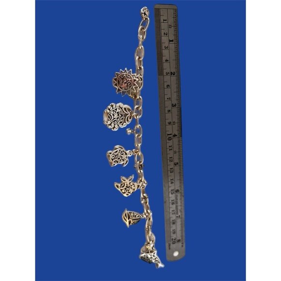 Brighton Seascape Silver Charm Necklace and Dangling Crystal Bracelet Set - Picture 2 of 13